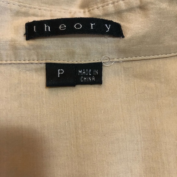 Theory fine gauge cotton (linen like) button down - size P - Picture 2 of 6